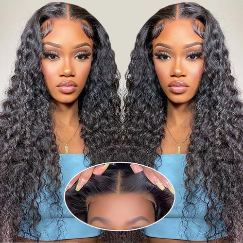 Wear and Go Glueless Wigs Human Hair Water Wave Lace Front Human Hair Wigs For Beginners 18 Inch Pre Plucked Pre Cut No Glue HD Lace Frontal Wigs For Black Women 180% Density