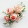 Fangsen Wedding Boho Pink Rose Babysbreath and Eucalyptus globulus Flower Hair Comb Bridal Headpiece Floral Hair Accessories for Brides and Bridesmaids Silver (Ivory)