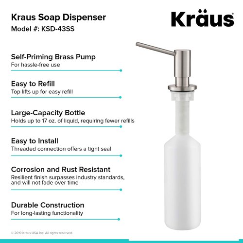 KRAUS Kitchen Soap and Lotion Dispenser in Stainless Steel, KSD-43SS
