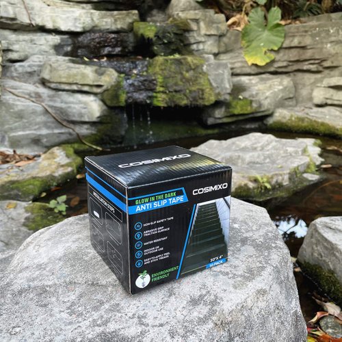 COSIMIXO 30" X 4"(10-Pack) Anti Slip Traction Treads with Glow in The Dark Stripe,Best Grip Tape Non Slip, Outdoor Non Skid Tape, High Traction Friction Abrasive Adhesive for Stairs Step