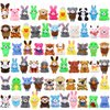 Fovths 64 Pieces Mini Plush Animals Toys Set Cute Small Stuffed Animal Keychain Jungle Animal Decor Goodie Bag Basket Fillers for Birthday Christmas Party