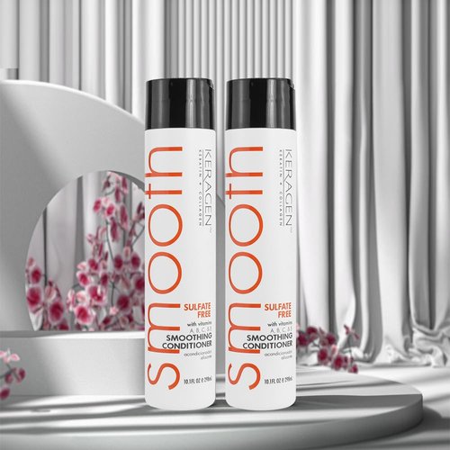 KERAGEN - Smoothing Conditioner with Keratin and Collagen for All Hair Types, Sulfate Free, 10 Oz - Moisturizes, Strengthens, Protects Color and Repair - Panthenol, Vitamins, and Jojoba Oil