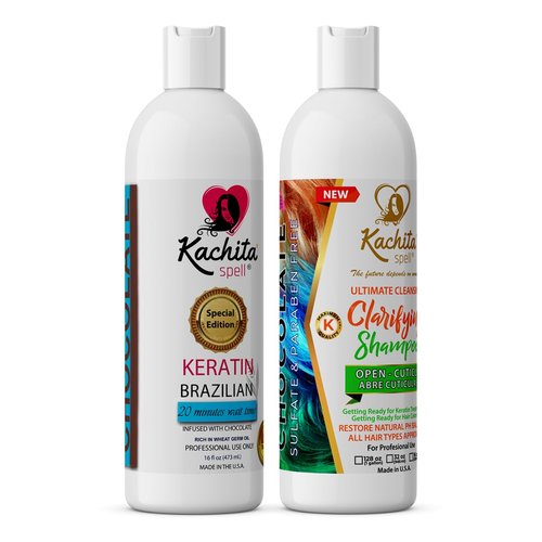 Brazilian Keratin Hair Blowout Treatment Kachita Spell Professional Results Straighten and Smooth Hair + Shampoo Clarify