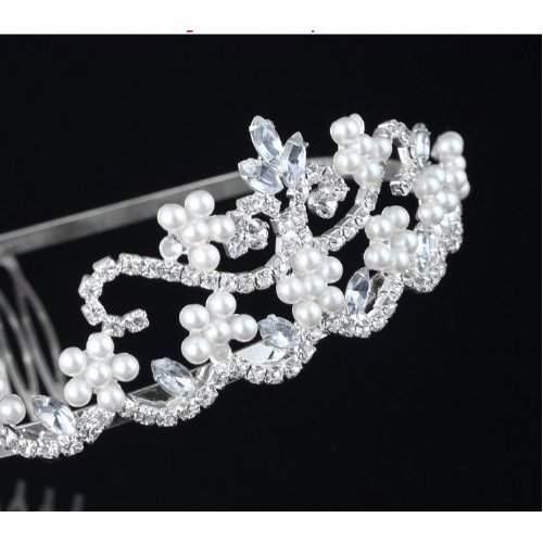 Shop Ginger Wedding Flower Pearl Bridal Wedding Tiara Crystals Rhinestones Crown Prom Party T0082