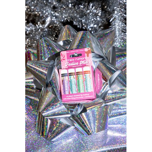 Crazy Rumors Festive Mix - Gingerbread, Hot Cocoa, Cinnamon Bun + Peppermint Twist - 4 Pack Lip Balm