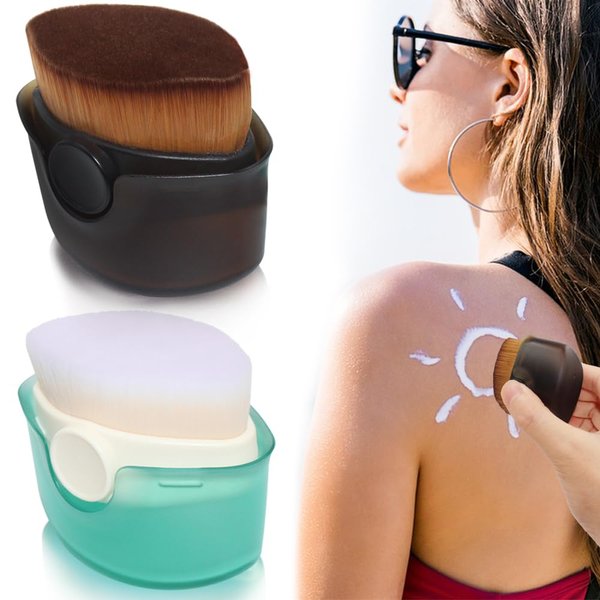 2 Pack Sunblock Buddy Brush Set with Protective Caps, DanziX Sunscreen Applicator for Kids, for Sunscreen, Suncream and Lotions - White + Brown