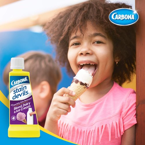 Carbona Stain Devils® #4 – Blood, Dairy & Ice Cream | Professional Strength Laundry Stain Remover | Multi-Fabric Cleaner | Safe On Skin & Washable Fabrics | 1.7 Fl Oz, 3 Pack
