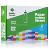 Comfy Package, [200 Pack] Striped Paper Drinking Straws 100% Biodegradable - Assorted Colors