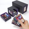 AFIING MTG Commander Card Storage Box - Fits 200 Double Sleeved Cards,3-in-1Card Deck Case,Strong Magnet Card Organizer For Magic Commander TCG CCG,4Dividers &2 Toploaders, Black/Purple