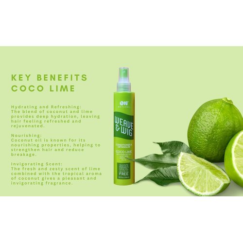 On Natural Weave & Wig Leave-In Conditioner & Detangler Set, 8 oz + 2 oz Travel Size, Pomegranate/Tangerine/Coco-Lime Scent (Coco-Lime)
