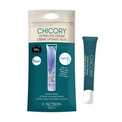 L'Action Paris Lifting Eye Cream, Natural Eye Cream with Chicory Extract for Fine Lines and Wrinkles, Plant-Based Hyaluronic Acid Cream Boosts Elasticity and Smooths Undereye Skin 20ml