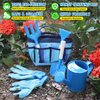 Kids Gardening Tools Set, Toddler Play Kit Child Outdoor Toy with Gloves, Watering Can, Metal Shovel, Rake, Fork & Storage Bag, Backyard Sand Digging Birthday Holiday Present for Boys Girls 3-5 (Blue)