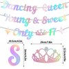 Generic Dancing Queen Young & Sweet Only 17 Banner, Iridescent Happy 17th Birthday Party Decor for Girls, Dancing Queen 17th Birthday Party Decorations, Funny 17th Birthday Party Decorations