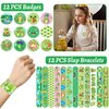 Lcnjscgo 110 PCS Frog Party Favors, Frog Temporary Tattoos Slap Bracelets Keychains Stickers Badges Gift Bags for Frog Birthday Party Decorations Supplies Gifts for Kids Classroom Rewards Baby Shower