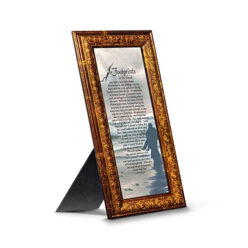 Crossroads Home Décor Footprints in the Sand Inspirational Wall Art - Christian Gift for Men & Women - Baptism Wedding Sympathy Religious Occasion - 7703R