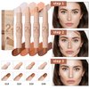 Cream Contour Stick, Dual-Ended Highlighter Stick, Face Contour Makeup, Highlighter Makeup, Long-Lasting & Waterproof, Cream Bronzer & Highlight Sticks Make Up Kit (Pearl White, Dark Brown)