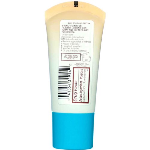 Maybelline New York Dream Pure BB Cream 8-in-1 Skin Clearing Perfector, Light/Medium 1 oz (Pack of 2)