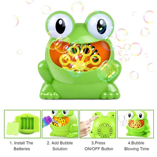 Automatic Bubble Machine, Bubble Blower Toys for Kids, Frog Bubble Blower Machine Make Over 500 Bubbles per Minute for Birthday Party, Wedding, Indoor and Outdoor Games