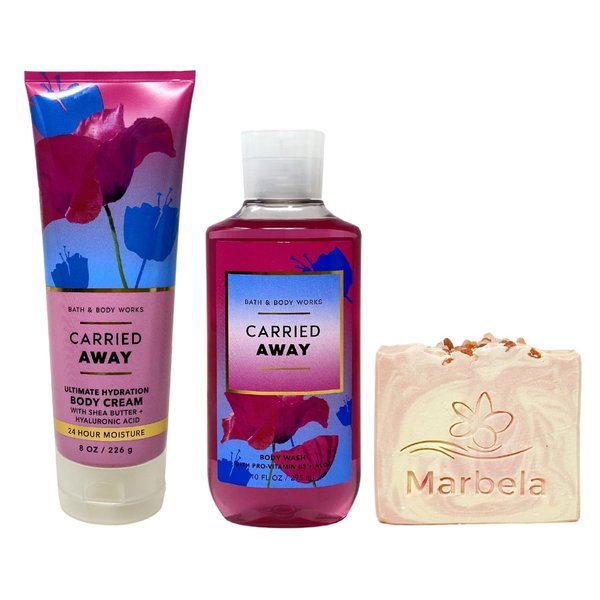 Bath & Body Works Carried Away Body Cream and Body Wash Bundle with a Himalayan Salts Springs Bar Soap - Full Size