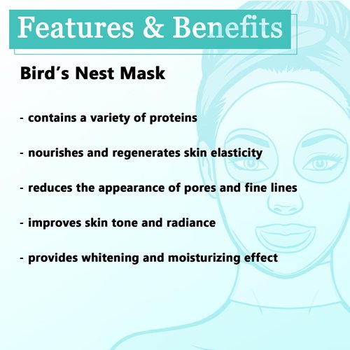 RenLee® Bird’s Nest Collagen Face and Neck Sheet Mask, regenerate elasticity, reduce wrinkles, moisturize, improves skin radiance, suitable for normal and dry skin 40 years of age or above -10pcs