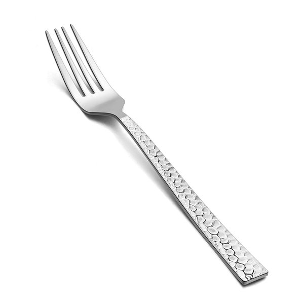 E-far 12-Piece Hammered Dinner Forks Set, 7.9 Inch Stainless Steel Forks for Home, Kitchen or Restaurant, Non-toxic & Mirror Polished, Squared Edge & Dishwasher Safe