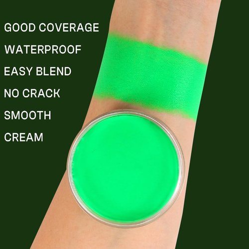 Depvision Professional Oil Based Neon Face Paint Body Paint Waterproof UV Face painting Makeup for Kids and Adults Single Color Halloween SFX Party 30g (UV Green)