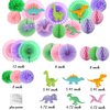 Dinosaur Party Decorations Supplies Kit, Hombae Dinosaur Birthday Decorations for Girl, Dinosaur Theme Banner, Balloons, Cake Toppers, Paper Fans with Dinosaur Cut-Outs, Honeycomb Balls Pom Poms, ROAR