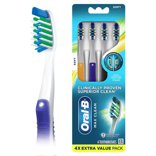 Oral-B CrossAction Max Clean Manual Toothbrush, Soft, 4 Count