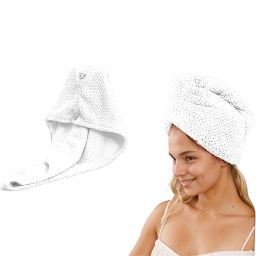 Veifeiry Absorbent Microfiber Hair Towel Wrap - 3 PCS Hair Drying Towel, Quick Dry Hair, Turban Drying Cap Hair Wrap, Soft and Lightweight, Suitable for All Hair Types, 10" X 26" (White)