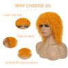 Elvirgel Orange Afro Wigs with Bangs for Black Women Short Orange and Blonde Curly Hair Wigs Burnt Orange Wigs for Black Women (light orange)
