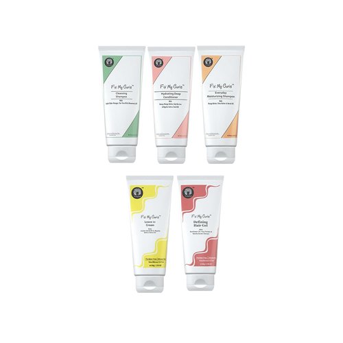 Fix My Curls Travel Kit, With Evermore, Squeaky Cleansing Shampoo, Mellow Deep Conditioner, Glaze Hair Gel And Stay Leave In Cream, 1.76 Oz Each