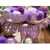 Birthday Party Decorations for Women Purple Silver Happy Birthday Banner Purple Balloons Polka Dot Paper Fans/Girl Purple Birthday/Women 40th/50th/60th Purple Birthday Party Decorations
