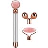 3-IN-1 Electric Jade Roller 3D Roller Facial Roller & Face Massager, Rose Quartz