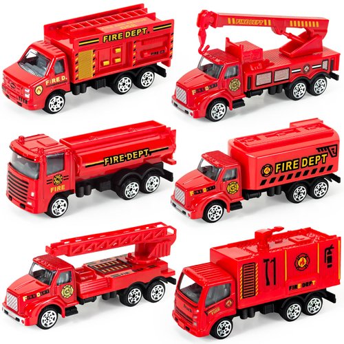 Diecast Fire Trucks 6 Pack, Mini Fire Truck Toys for Toddlers 3-5 Kids Fire Engine Emergency Vehicles Toy Set for Boys Girls Age 1-3 4 5 6 7 Years Birthday Party Favors Gift & Goodie Bags Stuffers