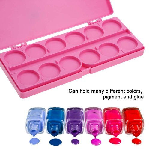 Nail Art Palette, 24 Grid Plastic Nail Art Paint Color Mixing Palette Plate Watercolor Pigment Color Mixing Case Manicure Drawing Tray(Rose Red)