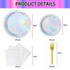 96 Pcs Iridescent Party Decorations Supplies Disposable Paper Dinner Plates and Napkins Forks Tableware Set for Mermaid Birthday Wedding Cocktail Party Serve 24