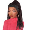 LEOSA Braid Headband Wig Brown Braided Wigs for Black Women Synthetic Box Braid Wig with Headband Attached Cornrow Braided Hair Head Wrap Wig
