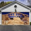 Preboun Christmas Nativity Garage Door Banner Cover Nativity Stable Scene Backdrop Banner Farm Barn Backdrop Christmas Banner Western Photo Backdrop Outdoor Xmas Holiday Winter Party Decor (6 x 13 FT)
