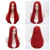 Red Wig for Women Girls Cosplay Sally, Alacos 60CM Long Straight Red Wig for Sally Costume, Red Cosplay Wig with a Free Wig Cap Perfect for Halloween Christmas Costume Show