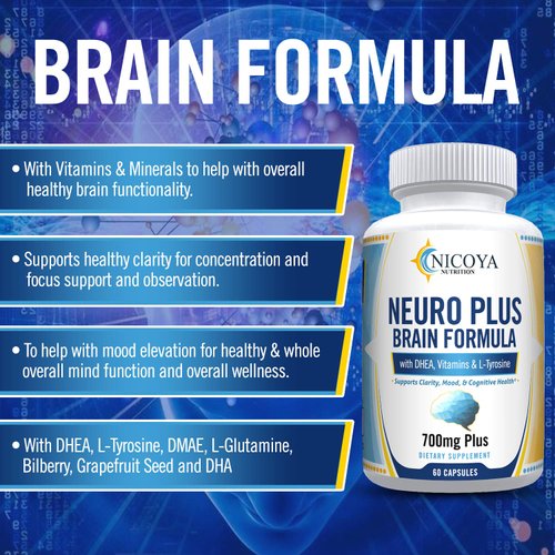 Nicoya Nutrition - Neuro Plus Brain Boosting & Focus Vitamin Supplement - Improve Memory, Focus & Mental Clarity