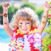 Partywind 38 Styles Glitter Metallic Temporary Tattoos for Kids, Hawaiian Luau Birthday Party Decorations, Tropic Summer Pool Beach Party Supplies Favors for Kids Boys Girls Adults