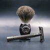 KIKC Handmade Shaving Brush - 100% Pure Badger Hair and Black Wooden Handle, can be used with Safety Razor, Straight razor, Barber Salon tool.
