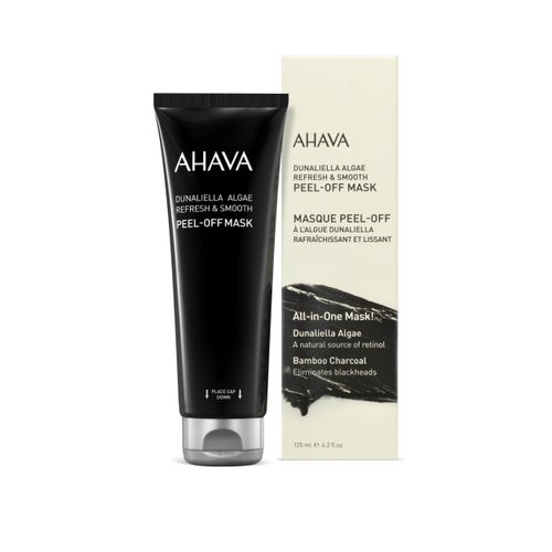 AHAVA Dunaliella Algae Refresh & Smooth Peel-off Mask - Black refreshing peel-off mask to revive the skin, lift away fatigue, helps against blackheads & clogged pores, with Osmoter, 4.2 Fl.Oz