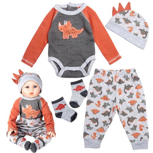 Reborn Baby Dolls Clothes Accessories Outfit for Boys,22-24 Inch Reborn Baby Clothes 4pcs Set