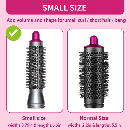 Small Round Volumizing Brush for Dyson Airwrap, Small Round Brush Attachment Compatible with Dyson Airwrap HS05 HS01 for Fluff Up, Volumize and Styling Hair (Rose)