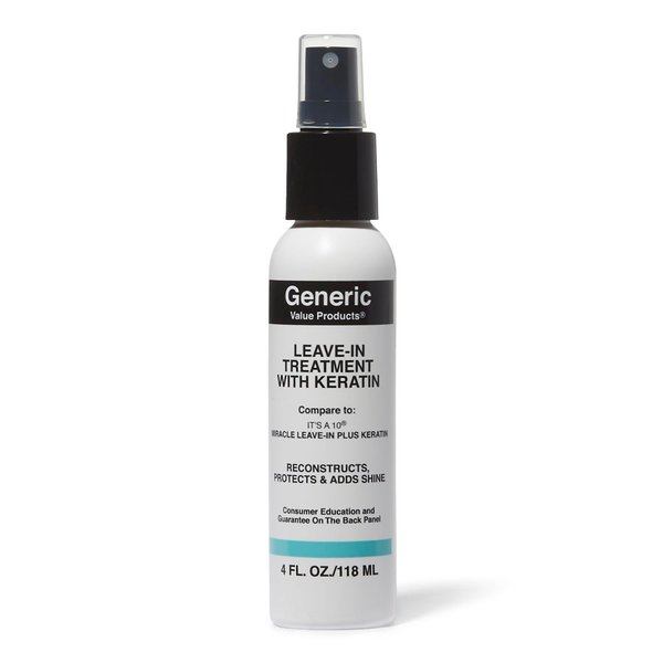 Generic Value Products Leave In Treatment with Keratin, Heat Protectant, Protects Hair from Breakage, Strengthens, Smoothes and Adds Shine, 4 Oz