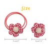 2PCS Fabric Flower Ropes Series Hair Bands Clips Ties Ponytail Holders Soft Elastic Bands/Clips with Flowers Hair Accessories for Baby Girls Children and Ladies (Rope-Red)