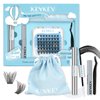 KevKev Lash Extension Kit for Travel, Portable Eyelash Extension Kit, Lash Clusters Kit 40Pcs Eyelash Clusters with Lash Bond and Seal Remover Tweezers Organizer Bag (Caramel,D-8-16mix Travel Kit)