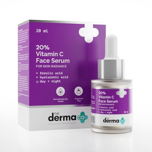 The Derma Co 20% Vitamin C Face Serum | Helps Revive Dull, Damaged Skin | Radiance Serum for All Skin Types | Non-Comedogenic Formula | 0.68 Fl Oz/20ml