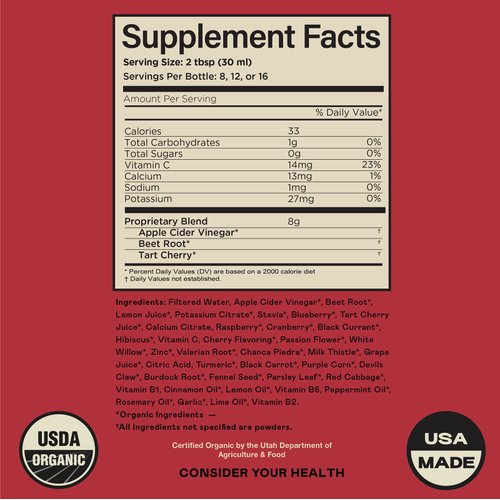Complete Natural Products Uric Acid Complete - 8oz Liquid Supplement to Support Uric Acid Cleanse, Kidney Health & Circulation with Apple Cider Vinegar, Tart Cherry, & Beet Root.